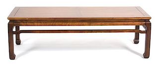 An Asian Style Mahogany Coffee Table Height 17 x width 59 x depth 22 inches.