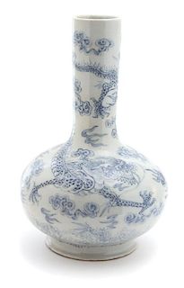 A Chinese Celadon Porcelain Vase Height 12 inches.
