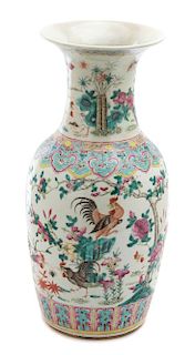 A Chinese Export Famille Rose Porcelain Vase Height 17 1/2 inches.