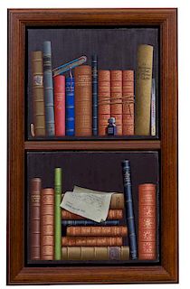 Artist Unknown, (20th Century), A Pair of Works, Tromp l'Oiel Bookshelves