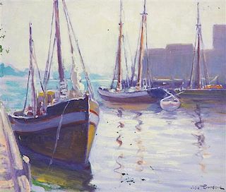 Juliet Burdoin, (American/Canadian, b. 1873), Sailboats in Harbor