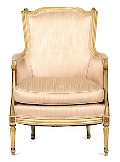A Louis XVI Style Painted Bergere Height 37 1/2 inches.