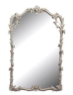 A Painted Foliate Molded Framed Mirror 44 1/2 x 29 1/2 inches.