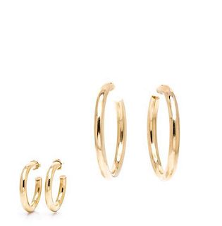 A Collection of 14 Karat Yellow Gold Hoop Earrings, 10.90 dwts.