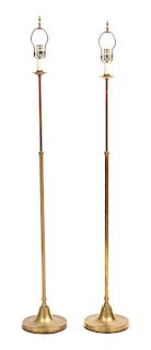 A Pair of Brass Floor Lamps Height 62 inches.
