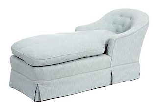 A Contemporary Upholstered Chaise Lounge Height 33 x Length 74 inches.