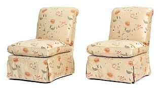 A Pair of Upholstered Accent Chairs Height 34 1/2 inches.