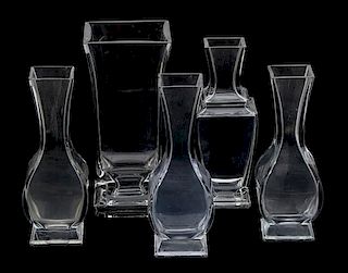 A Group of American Glass Vases Height of largest 11 inches.