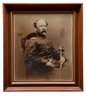 Albumen photograph, Civil War Union officer with sword