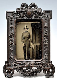 Mid-19th century tintype, fireman in uniform