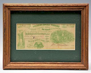 1862 Soldiers Bounty Warrant, Clinton County, Iowa