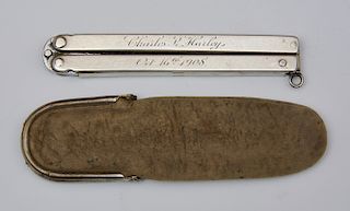 Will & Finck folding knife in original buckskin case