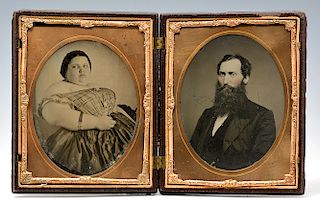 2 mid-19th century 1/2 plate ambrotypes, Mr. and Mrs. Battersby