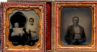 2 mid-19th c 1/6 plate ambrotypes, African Americans