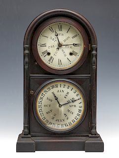 Welch double dial calendar mantel clock