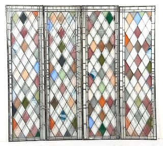 4 Victorian stained and beveled glass transoms
