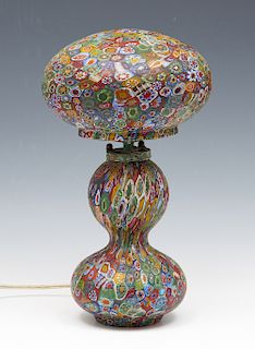 Millefiori art glass Italian boudoir lamp