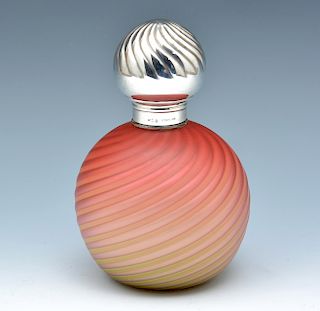 Thomas Webb Amberina mother of pearl satin glass perfume bottle