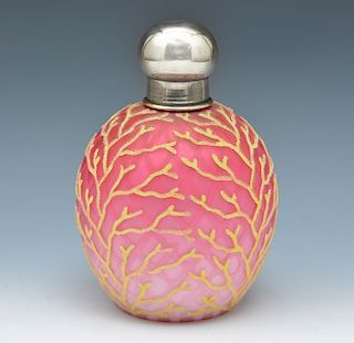 Thomas Webb Mount Washington coralene perfume bottle