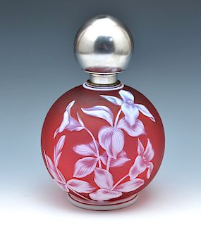 Thomas Webb cameo glass deep rose pink perfume bottle