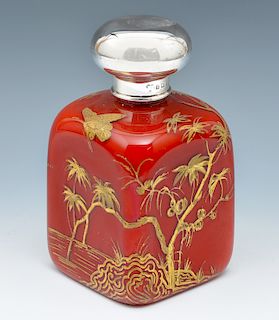 Thomas Webb square red coral perfume bottle