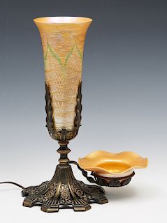 Durand art glass lamp with bowl