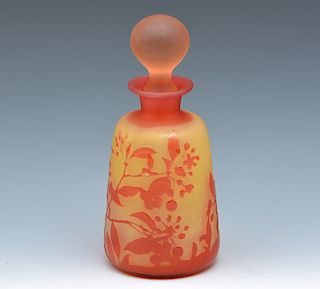 Galle cameo glass yellow floral perfume bottle