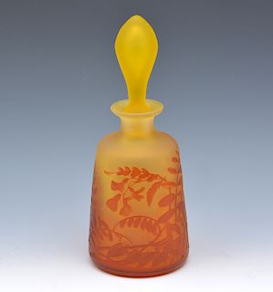 Galle cameo glass yellow floral perfume bottle