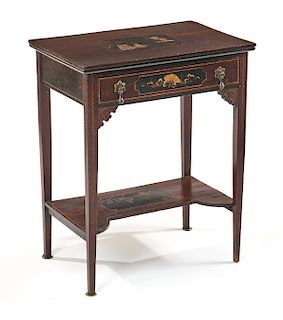 Chinoiserie decorated single drawer side table