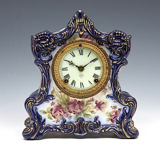 Ansonia porcelain case mantle clock, "Wampum"