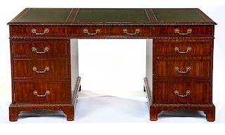 English style mahogany partners desk, 20th c.