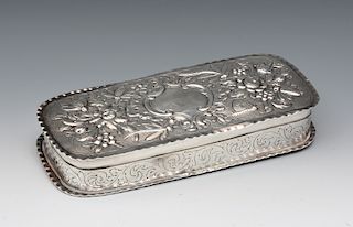 Victorian velvet lined sterling silver oval vanity box
