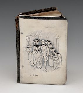 Edward VII sterling silver mounted black leather address book
