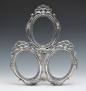 Three section Buccellati Italy sterling silver open work picture frame