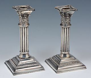 Pair of sterling candlesticks, Mauser Mfg. Co.