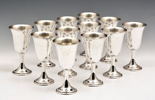Set of 12 Alvin sterling silver goblets