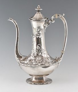 Reed & Barton sterling silver repousse floral coffee pot