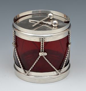 R. Blackinton & Co. sterling silver drum form condiment