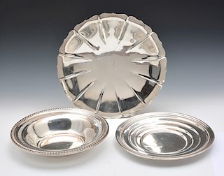 Three sterling silver serving trays/bowls