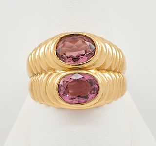 Bulgari 18k yellow gold & pink tourmaline ring