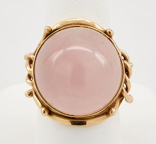 14k Yellow gold & rose quartz ring