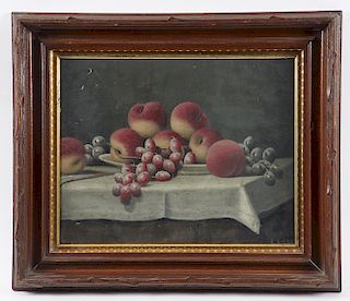 B.S. Hayes, Still life with fruit, oil on canvas