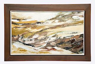 Margaret Smith, Coastal landscape, oil on board