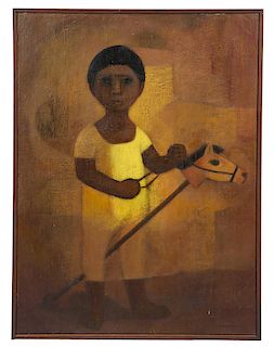 Antonio Gonxalez Orazco, Boy with Stick Horse, o/c