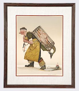 Norman Rockwell, "Lobsterman" or "Mermaid", lithograph