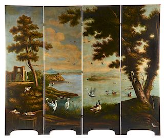 Continental folding screen room divider, 20th c.