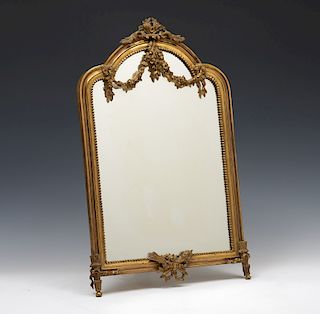 French brass shaped table mirror