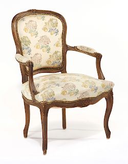 Louis XV style mahogany fauteuil