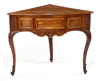 Louis XV style fruitwood corner console table