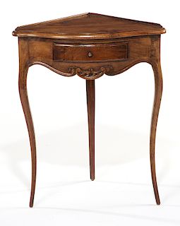 Louis XV style mahogany single drawer corner table